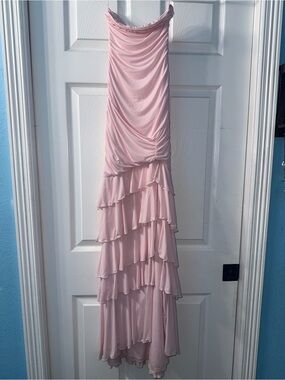 Ohpolly Pink Ruffle-Trim Maxi Dress